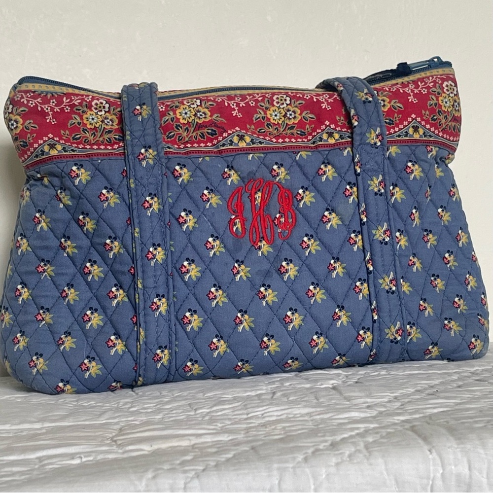 Vera Bradley Floral Quilted Blue Shoulder Bag - Picture 3 of 10